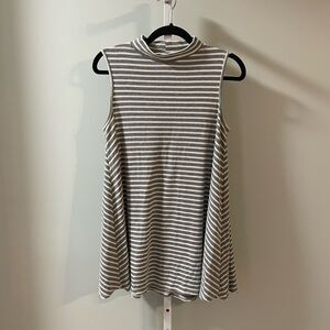 Acemi Gray & White Striped High Neck Tank
